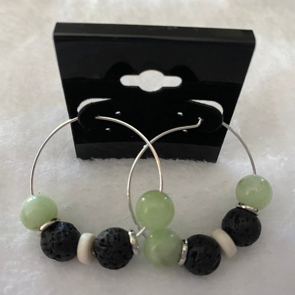 BOGO Magnolia Diffuser Hoop Earrings Lt. Green - Picture 1 of 2